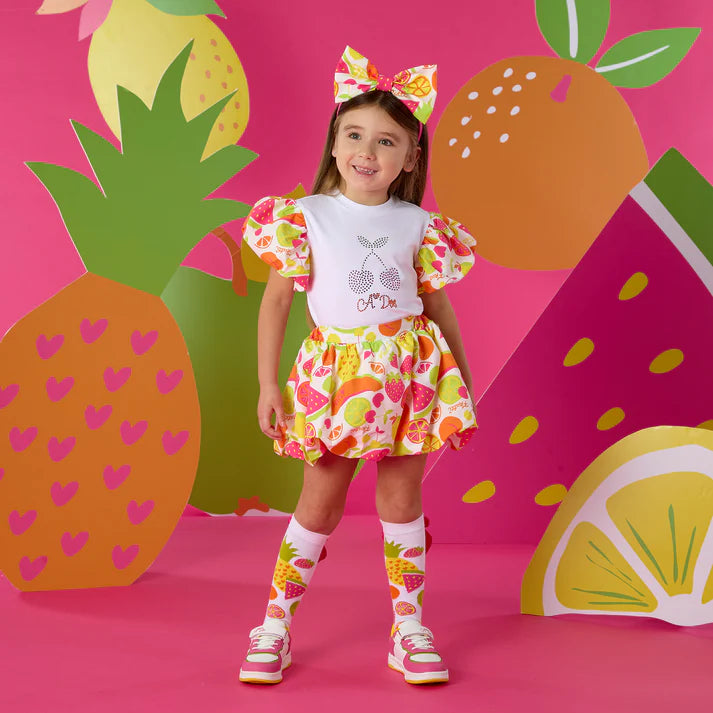 A DEE - Completo Tia con Stampa Frutta e Gonna Puff S263523