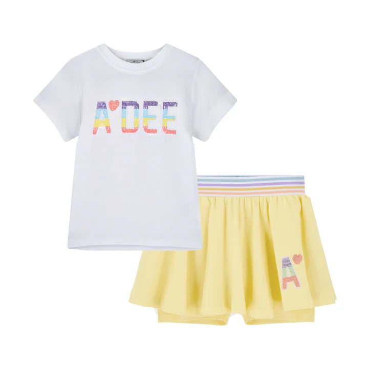 A DEE - Completo Stevie Top Bianco e Gonna Gialla S262519