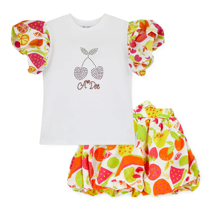A DEE - Completo Tia con Stampa Frutta e Gonna Puff S263523